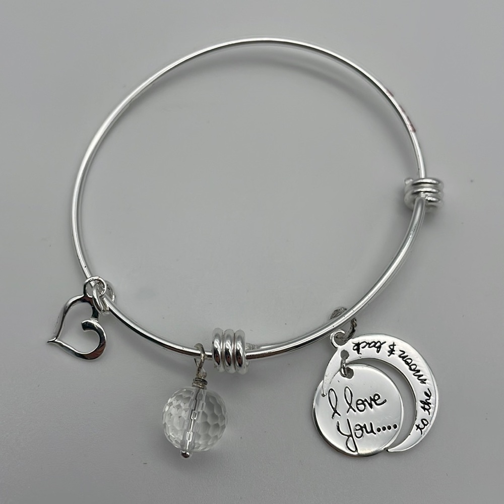 Heltzberg Diamonds Sterling Adjustable Bracelet ‘I Love You to the Moon & Back